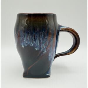 Bill Campbell Art Pottery Flambeau Drip Glaze 10oz Coffee Mug Artist Signed